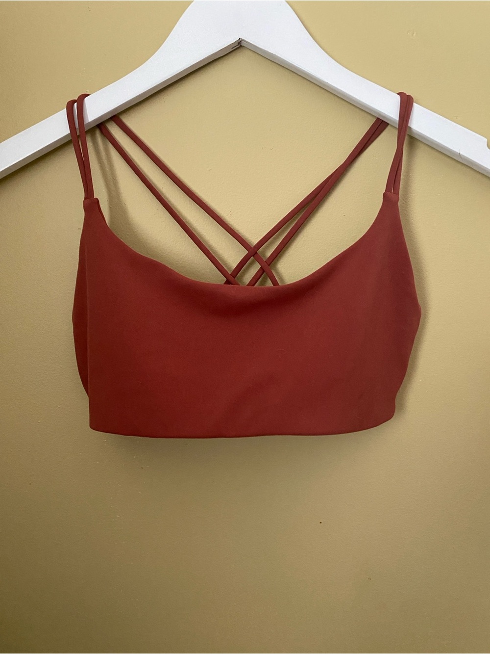 Tempo Strappy Bralette Crop Top - Rust Red, Size Small